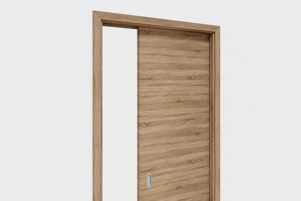 Alternative view of CAVIS C1TH Schiebetürkomplettset mit Holztürblatt und Zarge in Raucheichedekor für Trockenbauwände