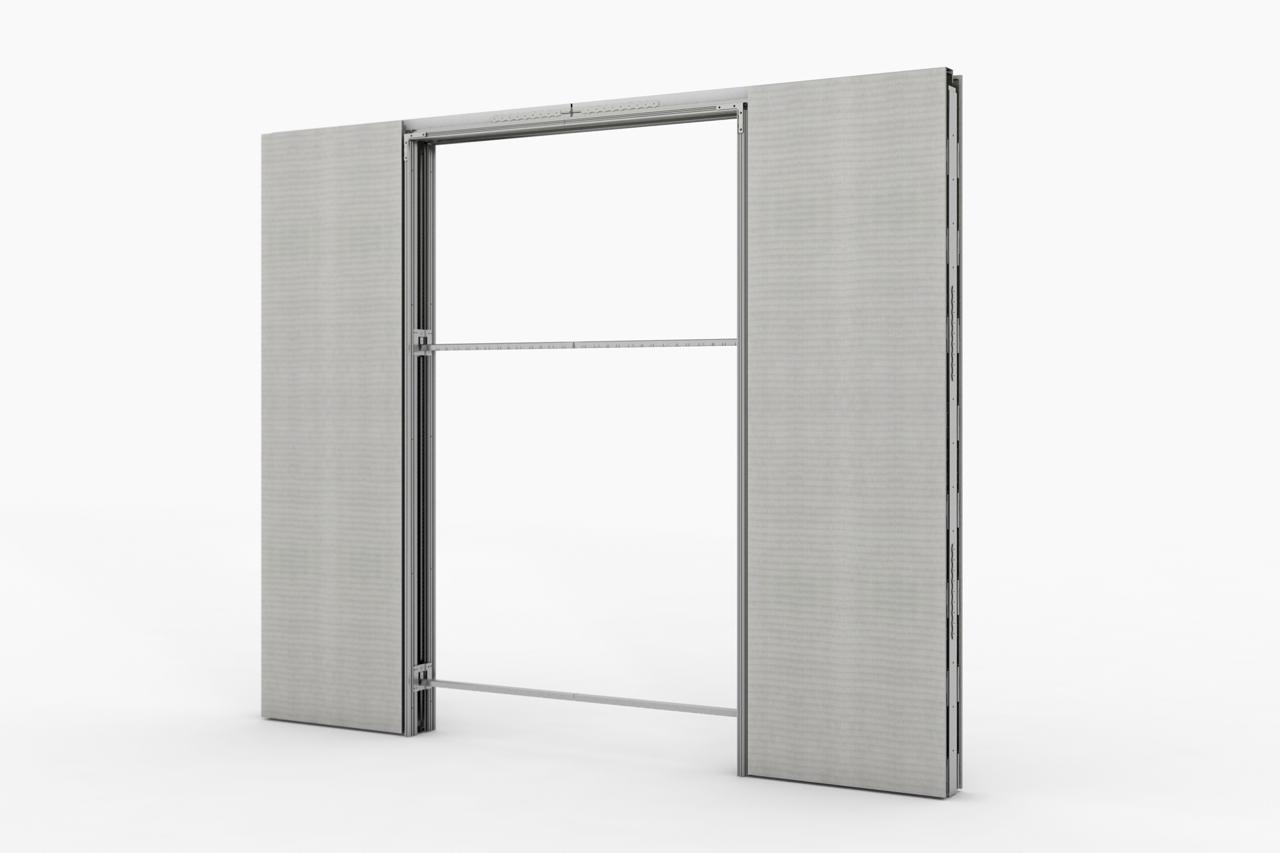 BELPORT B2MG Schiebetürsystem für zweiflügelige Glastürblätter im Mauerwerk 2 Wingburg B2M System