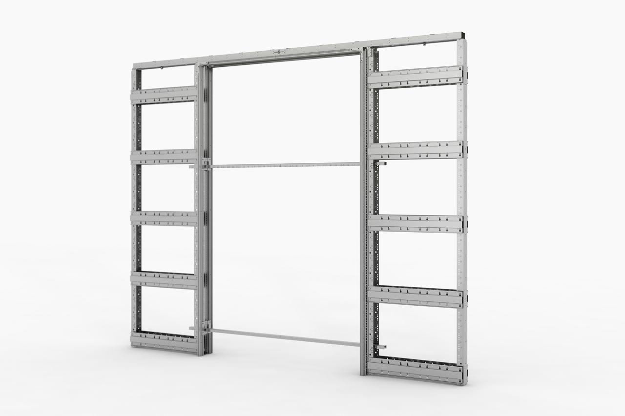 BELPORT B2TG Schiebetürsystem für zweiflügelige Glastürblätter in Trockenbauwänden & Holzständerwerken 2 Wingburg B2T System